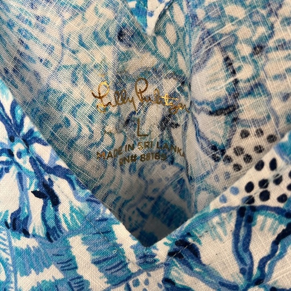 Lilly Pulitzer Florin Sleeveless Linen Top - Amalfi Blue By The Seashore LARGE - Picture 2 of 8